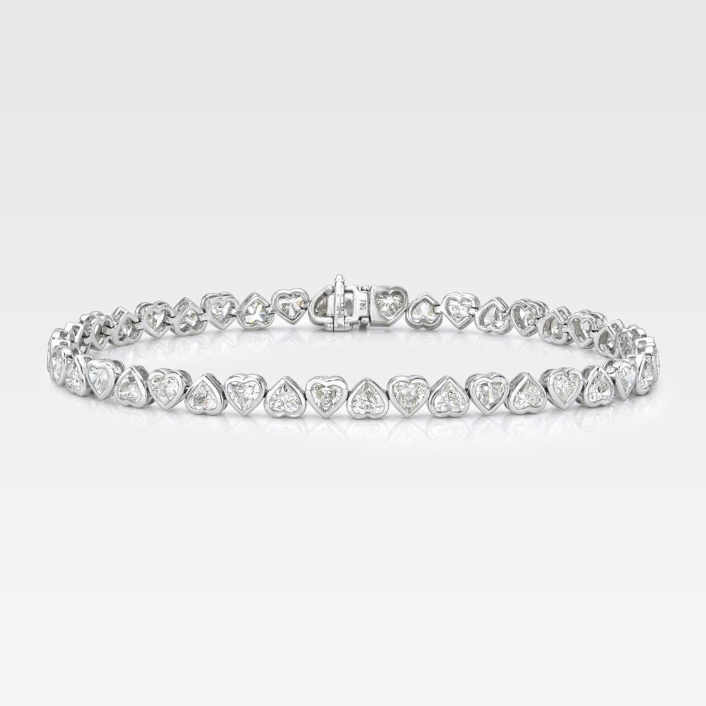 Lab Grown Heart Shape Bezel Tennis Bracelet